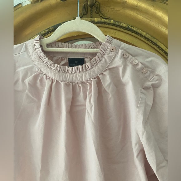 Worthington Ruffled Light Pink Blouse with Buttoned Collar - Picture 4 of 8